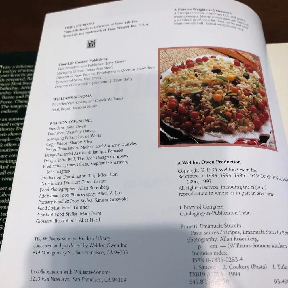 Williams Sonoma Pasta & Pasta Sauces Pre-Owned Vintage Cookbook Bundle o…